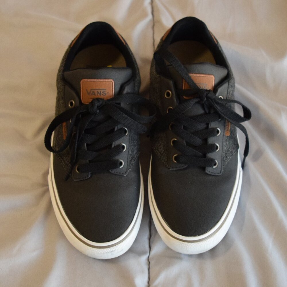 VANS Atwood Deluxe Comfort Ortholite Mens Shoe In Black White Grey Tan Size 8.5